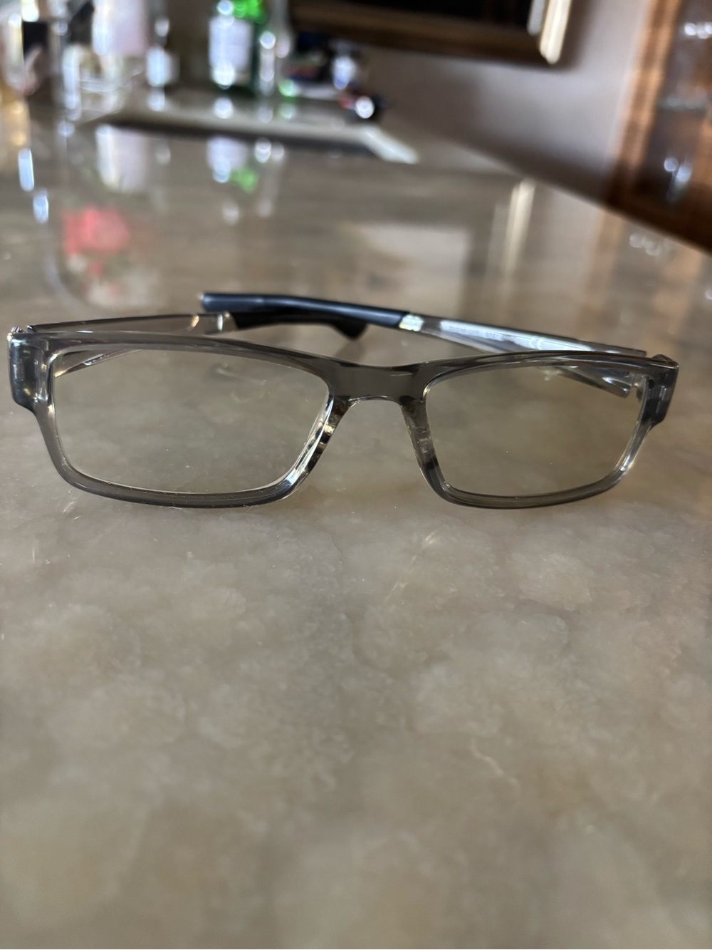 Men’s Oakley Clear Gray Rectangular Eyeglasses Frames